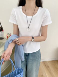 T恤XZ8801 纯棉简约圆领短袖 2026新款 外贸单女款