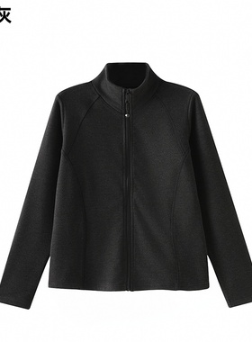 2025秋冬款发热保暖女修身外套 云朵羊毛拼麻丝立领开衫A333