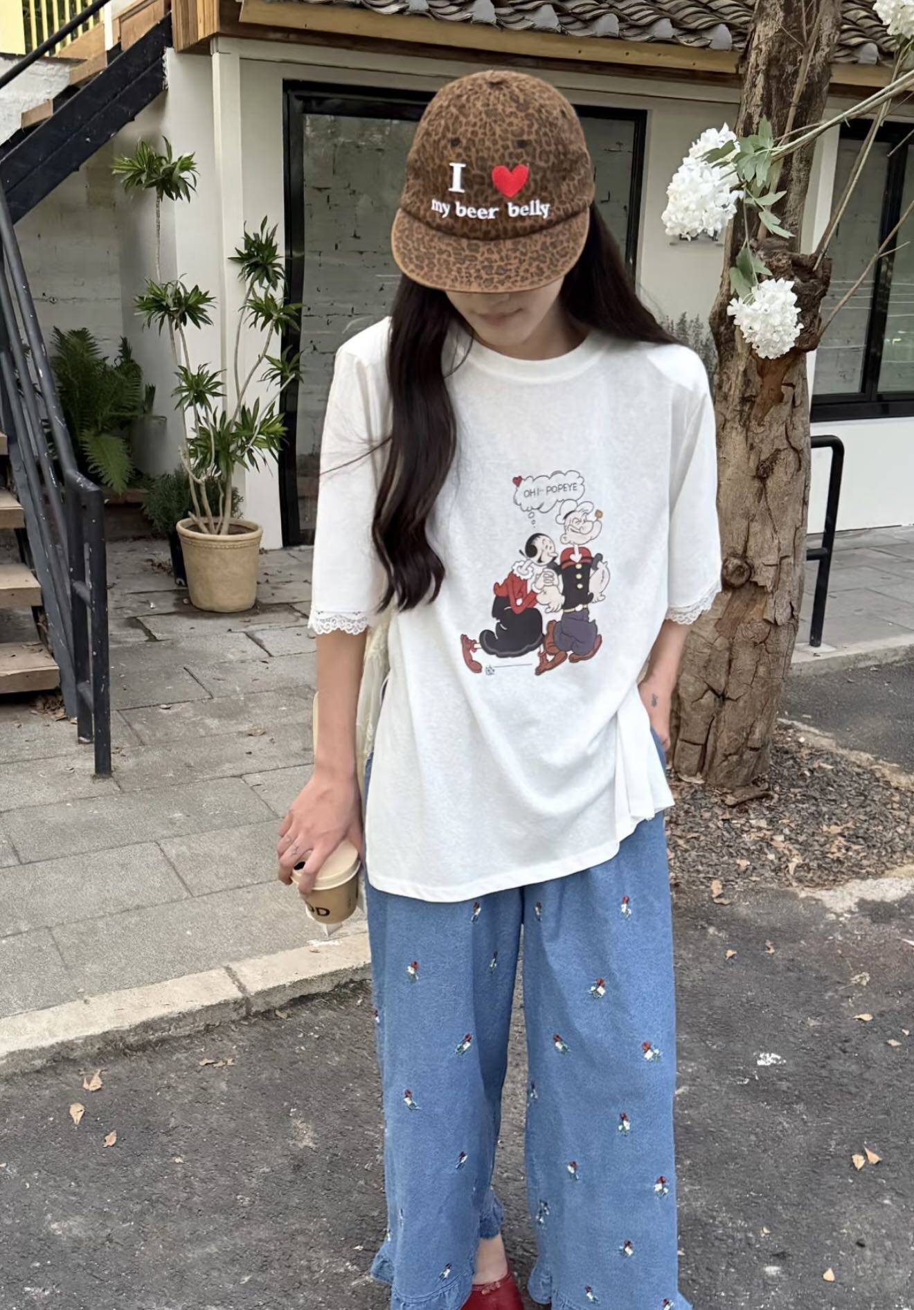 2026新款女士短袖T恤圆领套头印某牌同款大力水手短袖货号KN81003