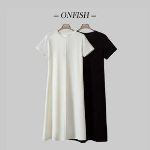 2024高级垂感砂洗果冻空气层简约通勤休闲裙简长款圆领长裙FL819