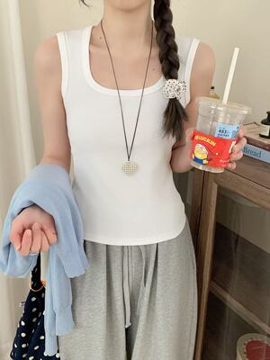 2026新款外贸单纯棉方领宽肩款背心内衣XZH8806