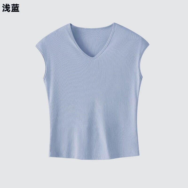 2026新款女士V领无袖T恤舒适宽松透气修身百搭显瘦上衣A326