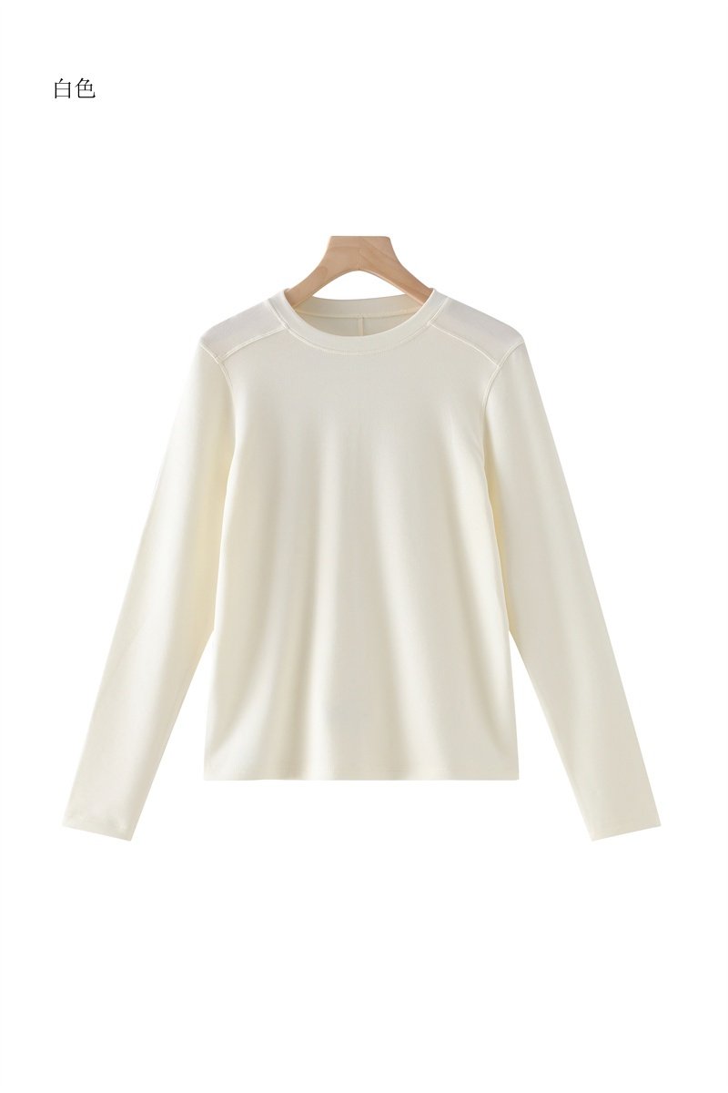 2026新款外贸单圆领长袖精品棉T恤女宽松显瘦休闲百搭上衣9Ha229