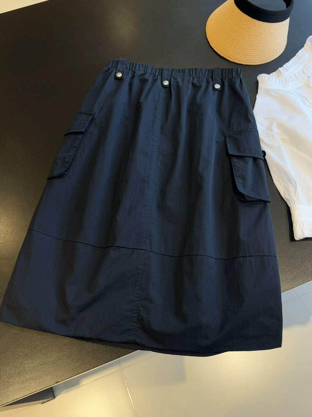 2026新款外贸单女士松紧腰工装半身工装裙宽松显瘦休闲KN91013