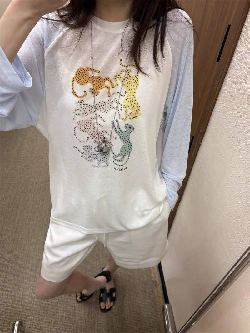 2026新款女士圆领长袖防晒T恤宽松显瘦百搭休闲上衣kn81021