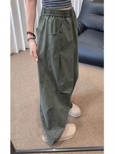 2026新款外贸日单女宽松显瘦美式水洗复古休闲百搭工装裤U6259