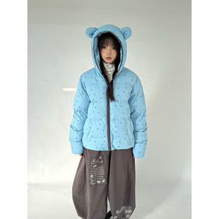 春日野【小熊静香星星棉服】三色可选可爱连帽保暖秋冬外套面包服