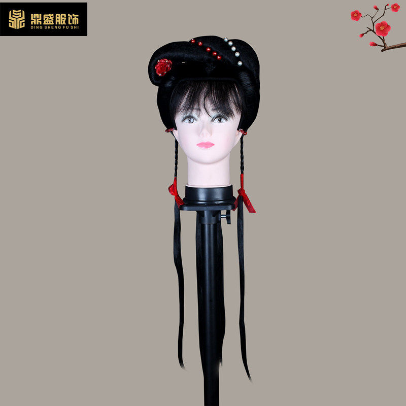 古装仿真发头套戏剧头饰戏v曲花旦头套越剧小姐假发古装演出头饰