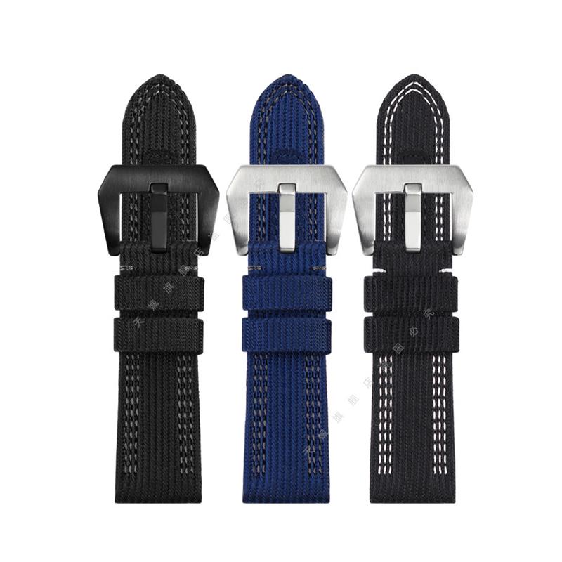 透气帆布表链适配沛纳海PAM111 441 9G85尼龙手表带配件男24 26MM