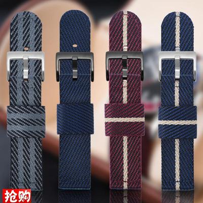 适配精工5号太阳能尼龙表带天美时阿玛尼FDW华为watch双层帆布表