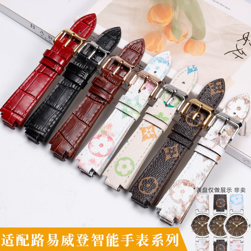代用LV手表带经典老花纹 路t易威登Tambour智能系列凸口快拆手表