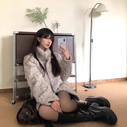 皮草外套女2026冬新款立领月影少女小火山努努染尖毛毛高级感外套