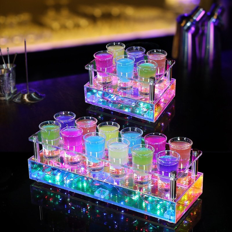 酒吧发光鸡尾酒子弹杯斗酒游戏杯架充电led星空炫彩亚克力KTV酒架