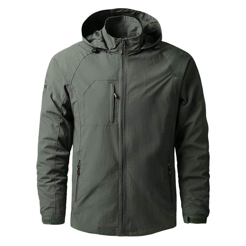 春秋季夹克男中长款冲锋衣薄款工装户外休闲防风衣多口袋外套大码