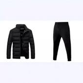 外贸亚马逊新款 男立领肩膀胸口棉衣青年时尚 休闲棉服外套两件套