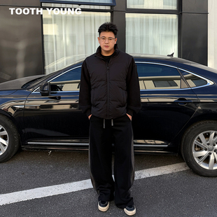 立领外套 90%白鸭绒羽绒服针织拼接冬季 郑一爱穿搭 羽绒温度计