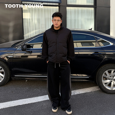 郑一爱穿搭【羽绒温度计】90%白鸭绒羽绒服针织拼接冬季立领外套