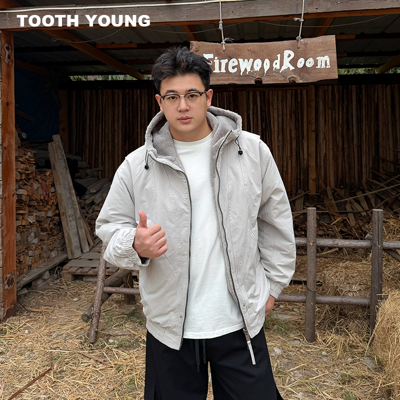 郑一爱穿搭【座山雕】棉衣男连帽保暖冬季大码宽松新款美式棉服