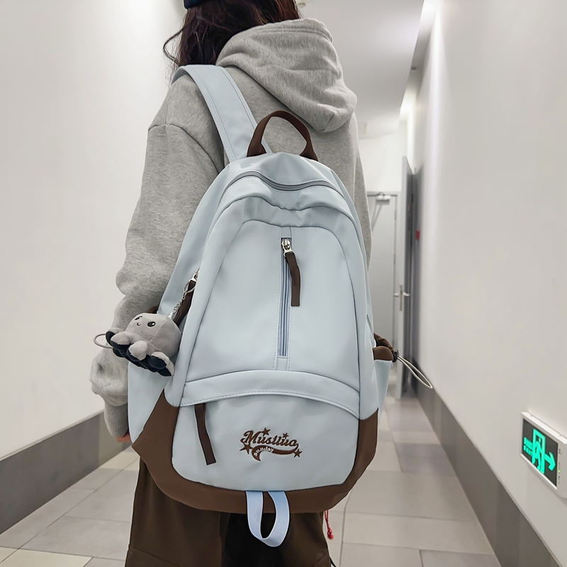 途界校园女双肩包撞色书包轻便