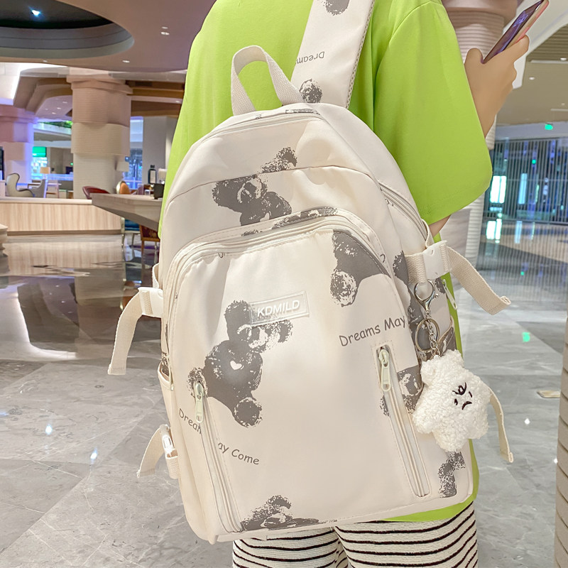 小众书包女大学生ins原宿风少女系双肩包中小学生宽背带减负背包