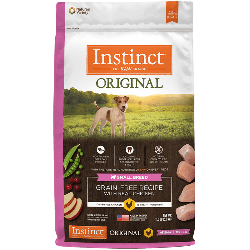 Instinct天然百利狗粮美国进口无谷鸡肉泰迪小型犬专用粮11磅/5kg