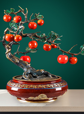 四季平安苹果发财树聚宝盆摆件