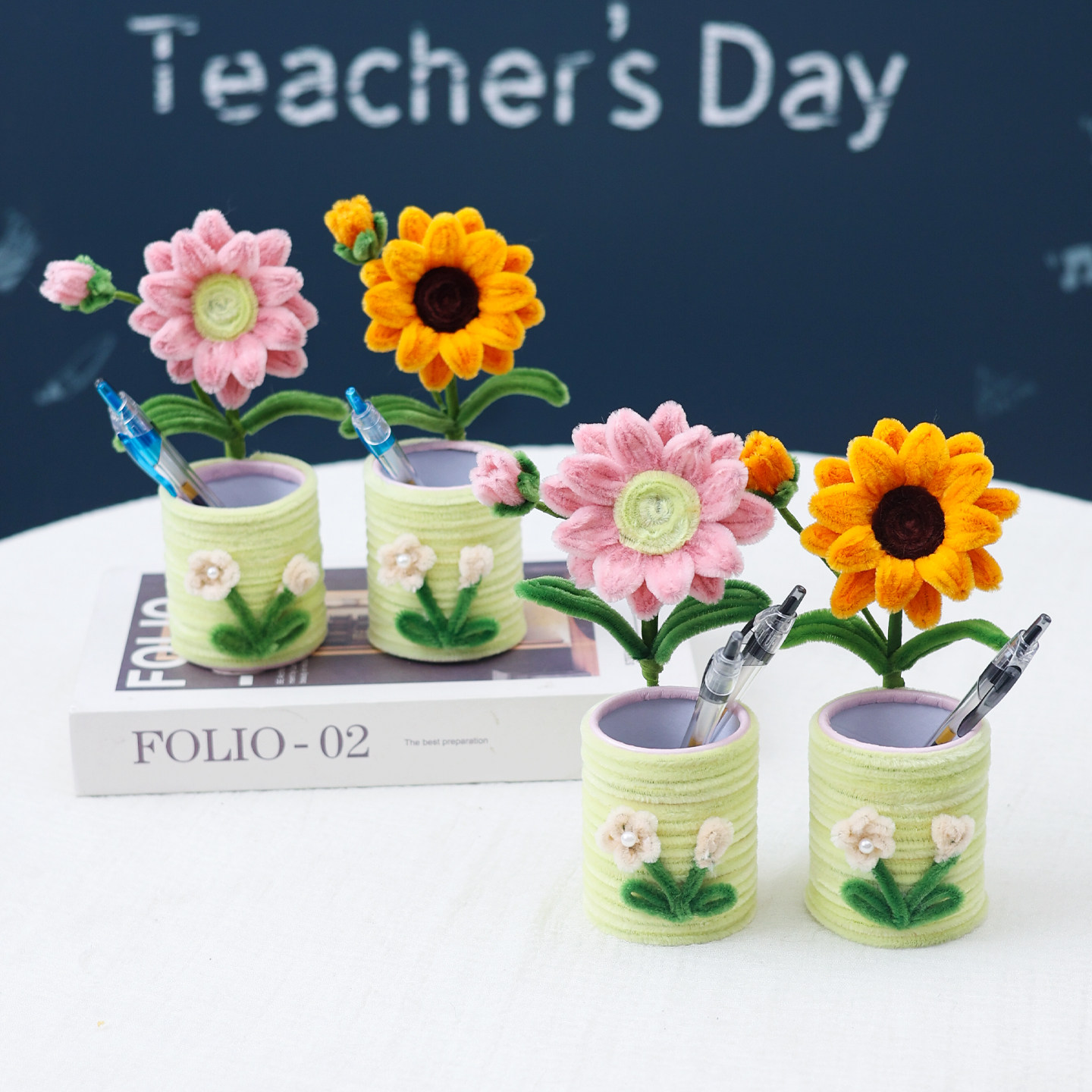 diy扭扭棒向日葵笔筒材料包套装送幼儿园小学老师小朋友实用礼物