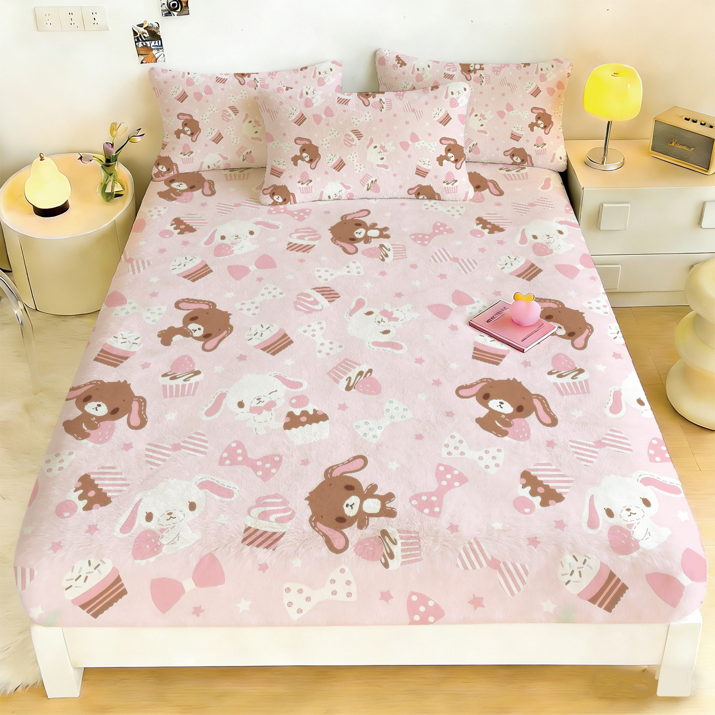 2026新款卡通小兔床笠粉色可爱少女心卧室单人宿舍全包床罩三件套,床上用品,床笠,淘宝优惠券,粉丝福利购,淘宝优惠卷
