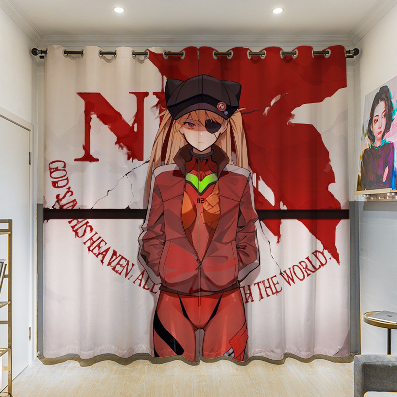 卡通漫画EVA福音战士个性男生免打孔窗帘定制防风简约现代起居室