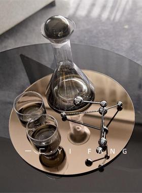 一匚 样板间欧式轻奢酒具托盘摆件搭配 售楼处餐厅吧台茶几饰品
