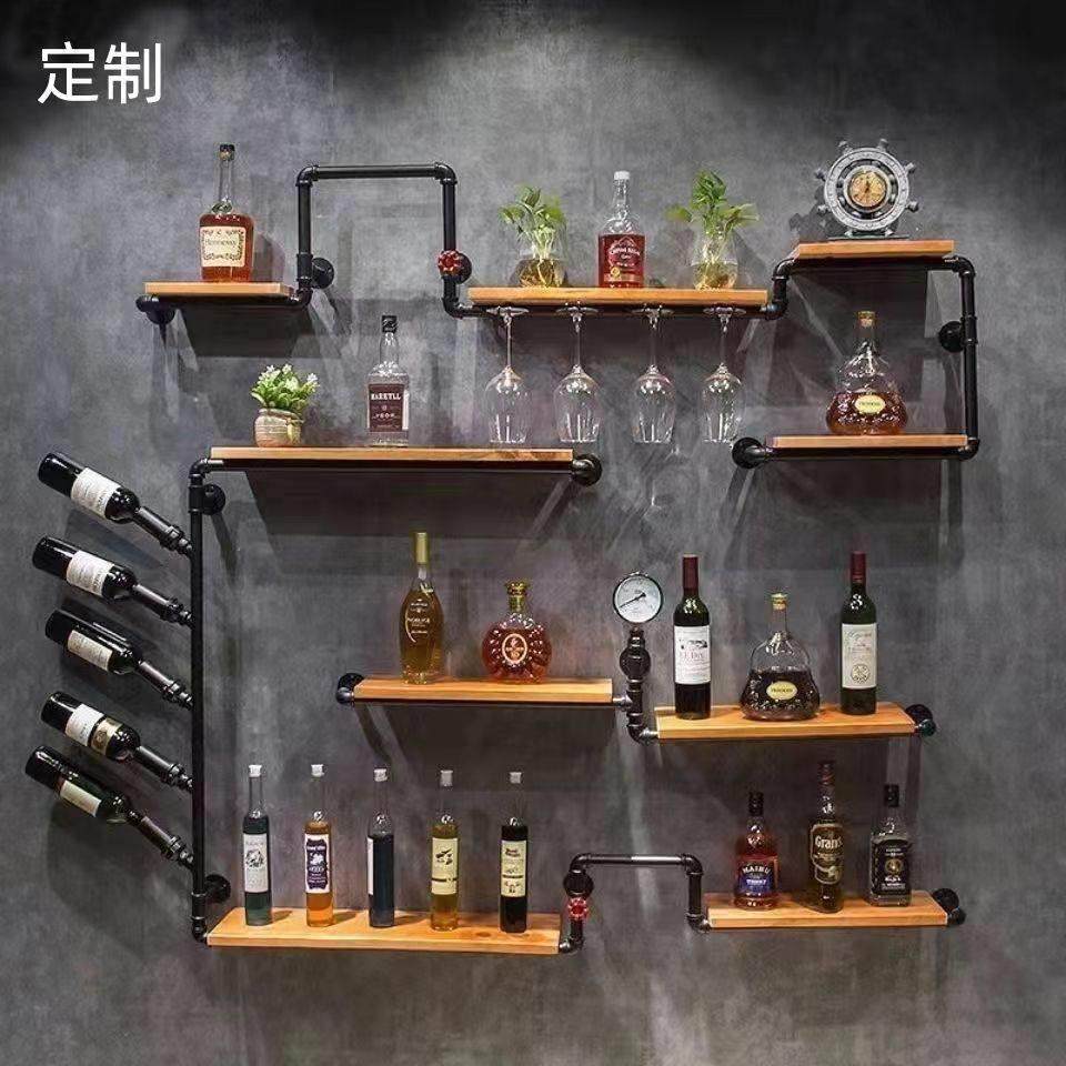 复古工业风酒吧铁艺墙上置物架壁挂红酒架摆件装饰创意酒柜实木架,商业/办公家具,红酒架/柜,淘宝优惠券,粉丝福利购,淘宝优惠卷