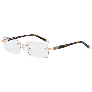 远近两用老花镜无框时尚款商务花镜德国车房内渐进高清双重防蓝光