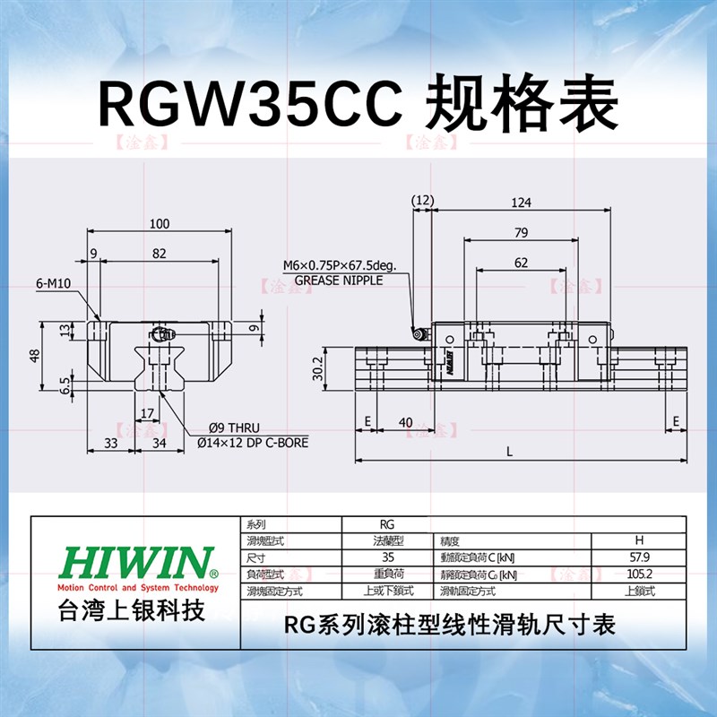 台湾上银直线导轨滑块滑轨RGH20 25 30CA/HA RGW2025 3W0CC/HC全