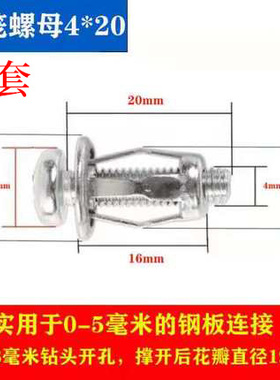花瓣螺母不锈钢螺栓拉铆锁紧空心铁皮塑料板铝板车用固定牌照螺丝