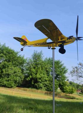 跨境独立站爆品AirplaneWeathervane户外花园装饰金属飞机风车