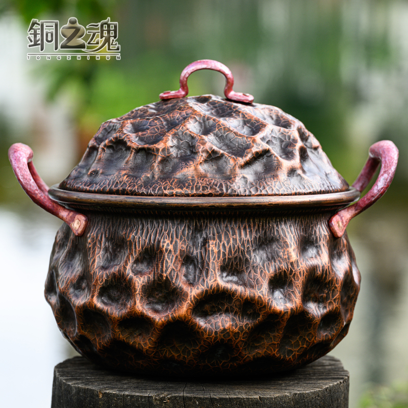 纯紫铜加厚铜汤煲汤炖肉涮火锅多用炖锅复古家用燃气电磁炉大容量
