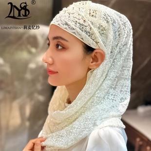 盖头女头巾桑蚕丝真丝头套新款时尚纱巾中东旅游遮发包头套头围脖