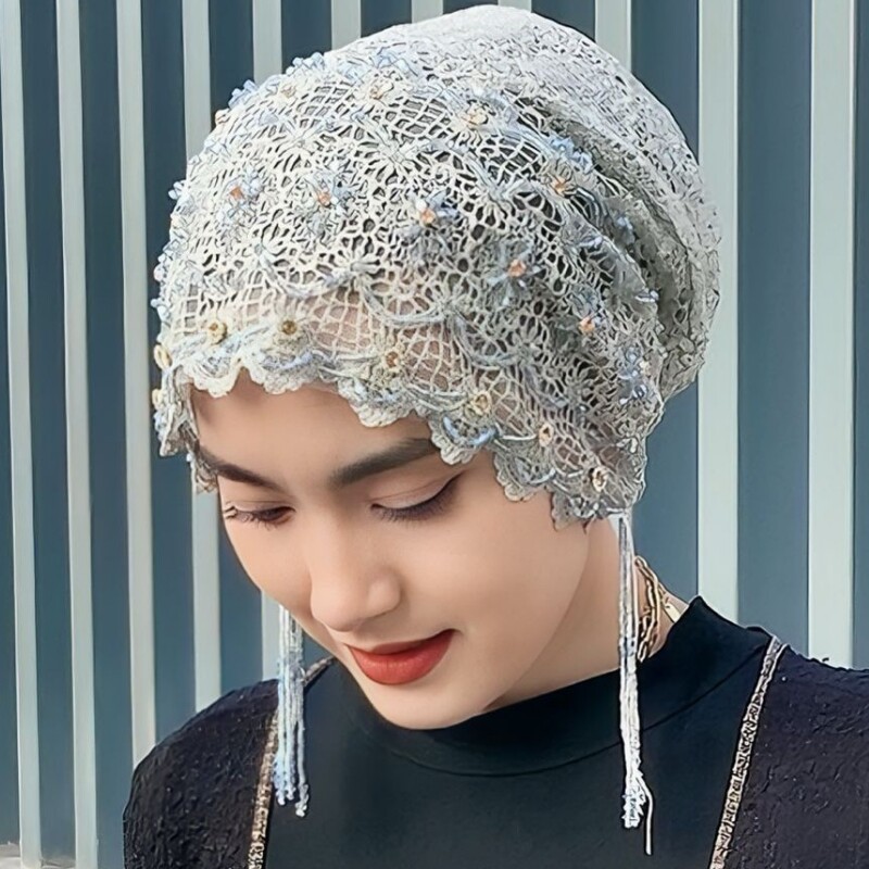 纯手工流苏头巾帽子盖头女回帽子新款纱巾帽洋气百搭时尚包头帽子