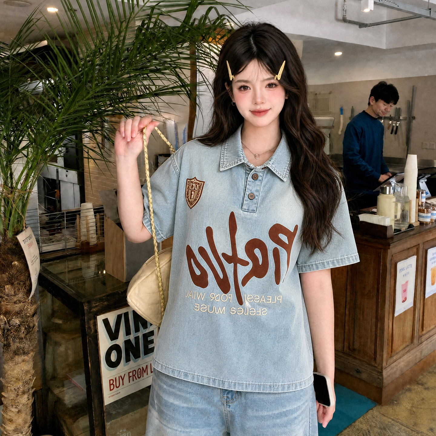 超大码女装美式复古POLO
