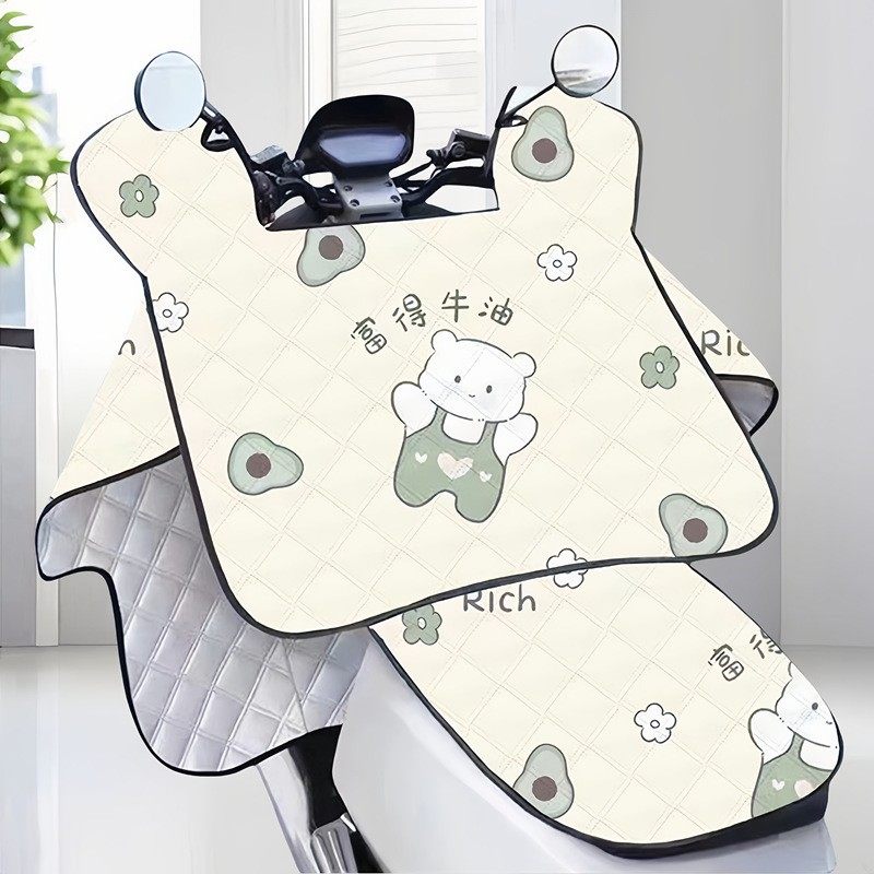 电动车挡风被2025新款加厚双面防水夏季防晒被带坐垫防风防雨E18