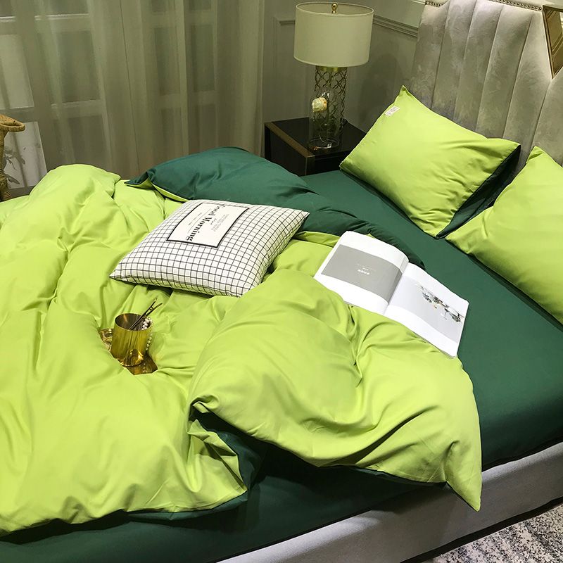 网红牛油果墨绿2.0m床上四件套双人1.8m学生宿舍床床单被套三风源
