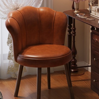 中古风实木化妆凳家用旋转化妆椅梳妆台椅子靠背凳子女生卧室轻奢