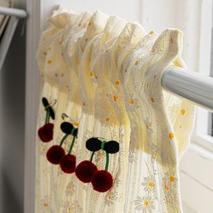 网红小雏菊女生卧室穿杆防走光帘出租屋免打孔半截窗帘宿舍遮挡帘