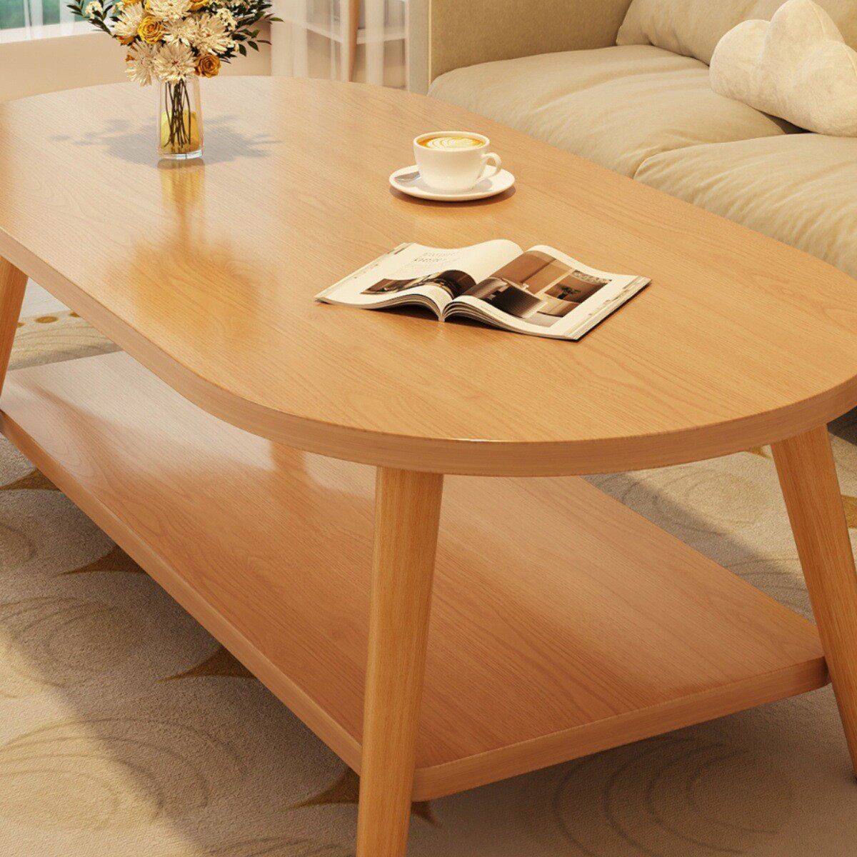 茶几小户型桌子客厅家用现代简约出租屋用卧室创意阳台茶桌实木腿