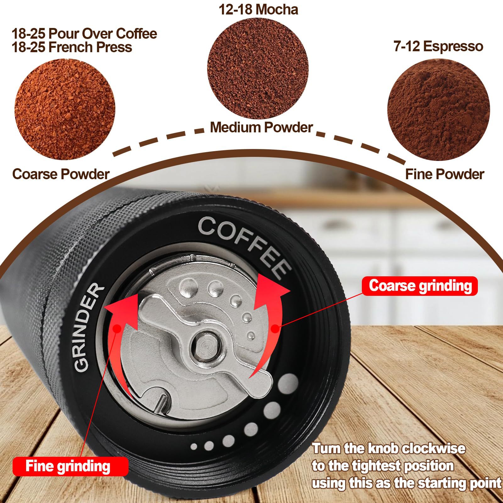 ?CNC手摇咖啡磨豆机手动研磨器全铝外壳420不锈钢磨芯锥形刀盘跨