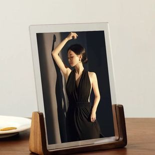 高级感实木相框摆台钉制洗照片打印加做成相册透明框架78寸亚克力