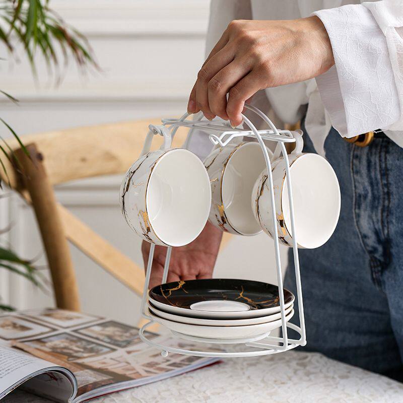 欧式茶具挂架红酒架倒挂杯水晶杯酒杯架咖啡杯铁艺沥水架墙上双层