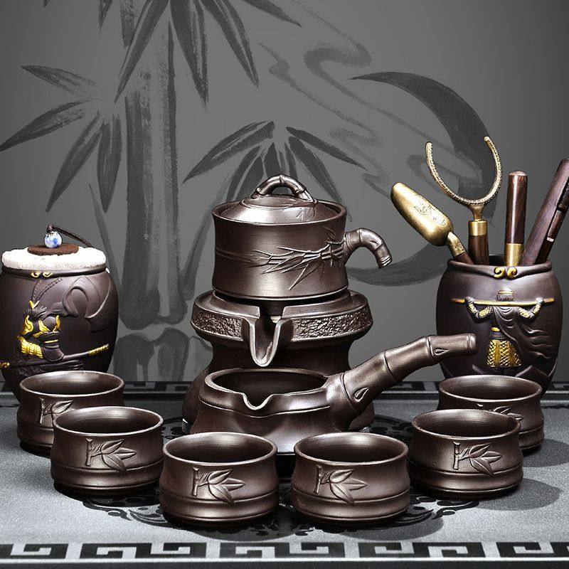 懒人茶具套装高档自动功夫茶杯家用紫砂石磨泡茶器喝茶壶