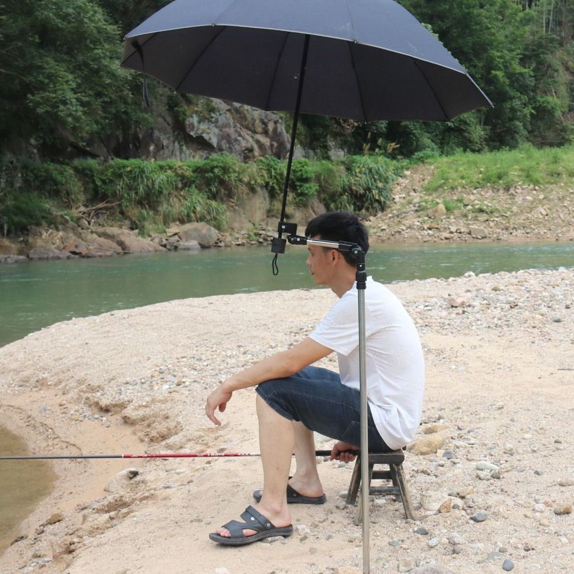 户外遮阳伞支架杆子可折叠便携新款摆摊专用加粗钓鱼专用防雨超轻