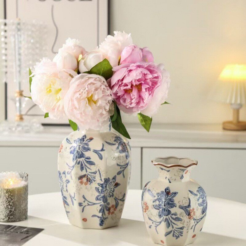 摆件中式复古陶瓷家居花瓶青花瓷客厅插花装饰品玄关鲜花